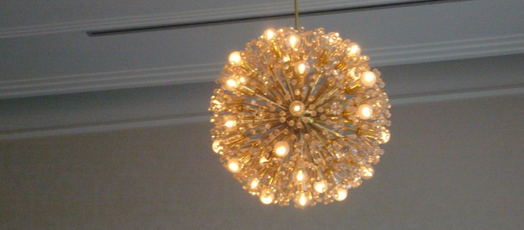 beautiful chandelier in the dining room at Toplice