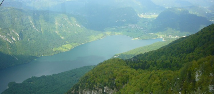 view of the lake from the cable car