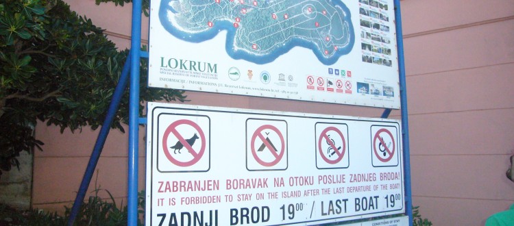 map of Lokrum at the entrance