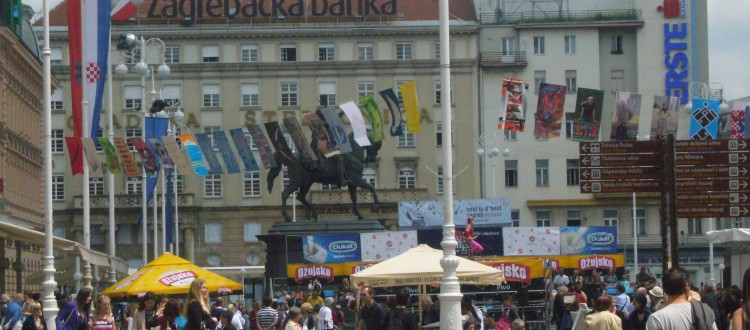 The busy main square in Zagreb