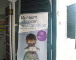 Entrance to the Museum of Broken Relationships in Zagreb, Croatia