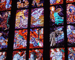 Exquisite stained glass in Prague Castle