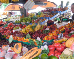 Fresh fruit on market day in Ljubljana