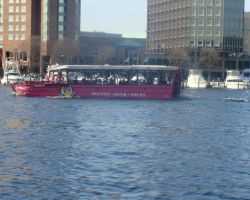 Penelope Pru floating on the Hudson river